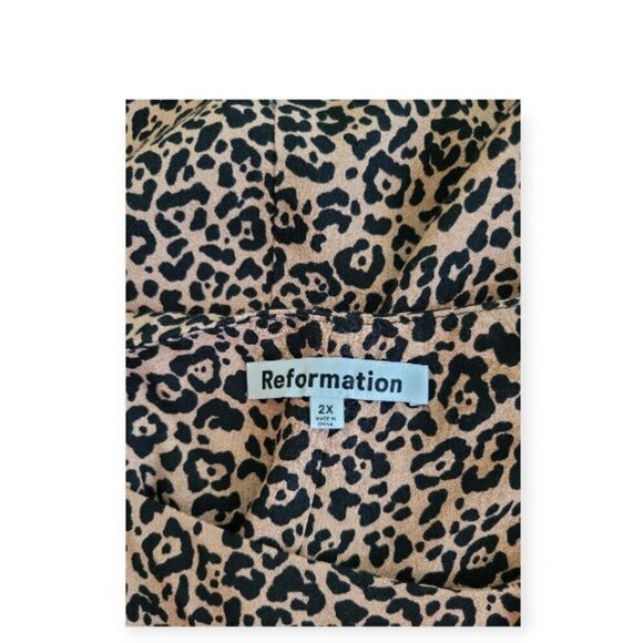 Reformation Marlowe Mini Dress 2X Leopard New - Picture 8 of 16